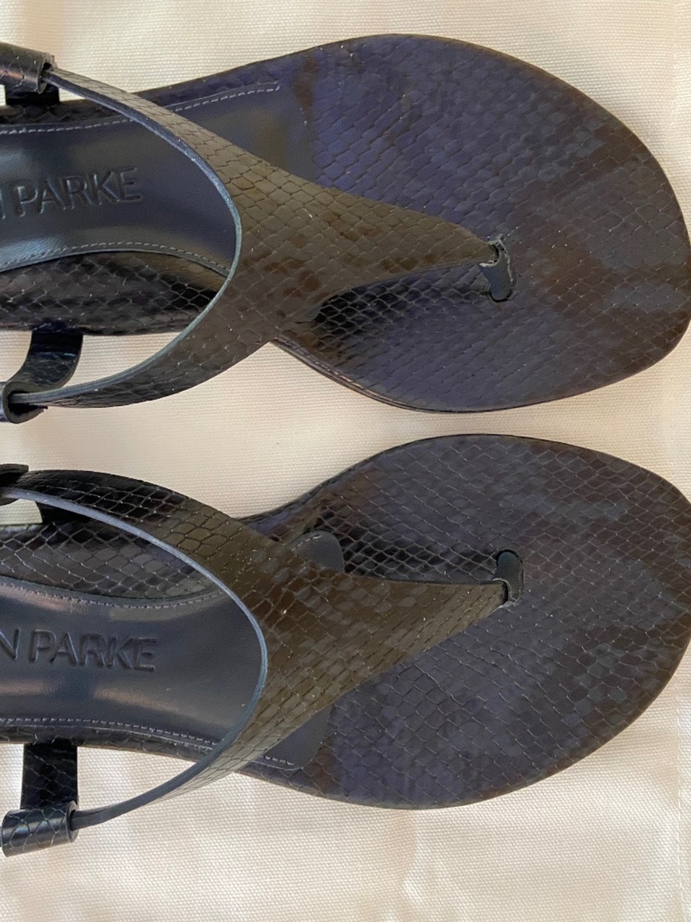 Marion parke solana sandal navy python